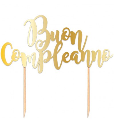 Cake topper Buon compleanno oro