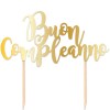 Cake topper Buon compleanno oro