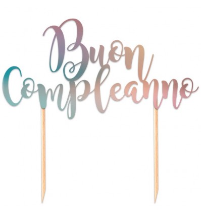 Cake topper Buon compleanno oro
