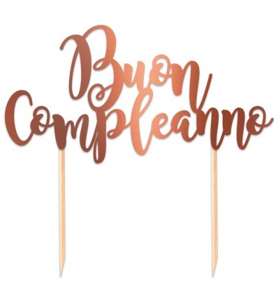 Cake topper Buon compleanno oro