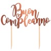 Cake topper Buon compleanno oro