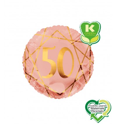 Palloncino 50 anni geoide rosa gold