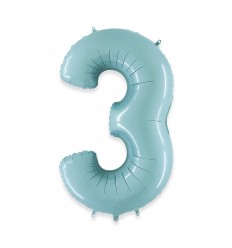 Pallone numero 3 celeste  chiaro