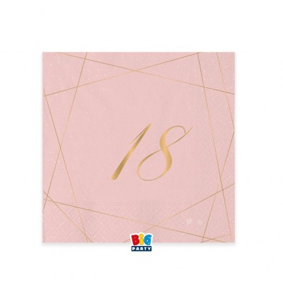 Tovaglioli 25x25 cm 18 anni Rose