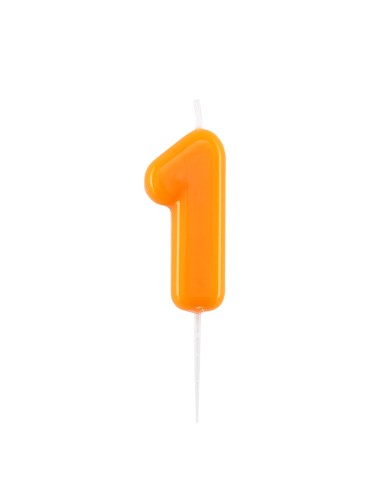 Candelina numero 1 arancio glossy
