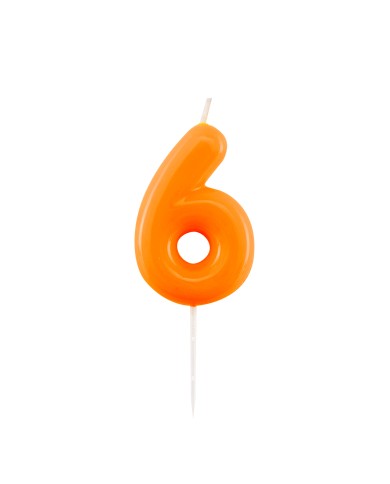 candelina numero 6 arancio glossy