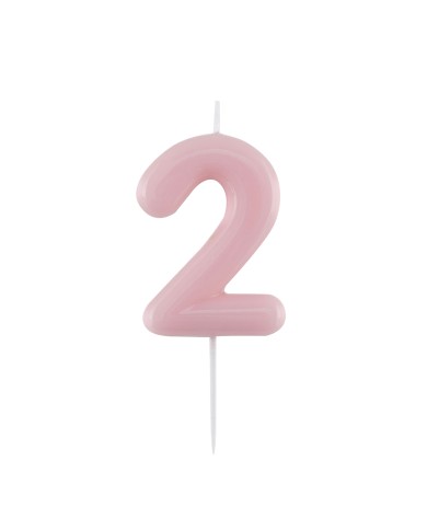 Candelina numero 2 rosa glossy