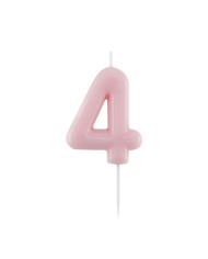 Candelina numero 4 rosa glossy