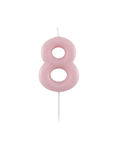 Candelina numero 8 rosa glossy