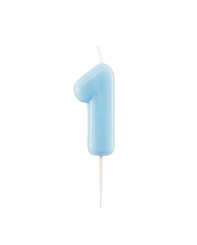 Candelina numero 1 azzurro glossy