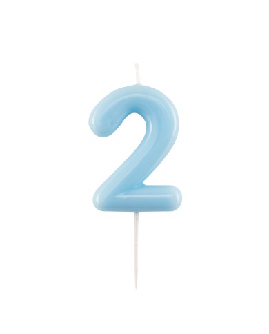 Candelina numero 2 azzurro glossy