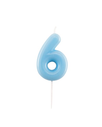 Candelina numero 6 azzurro glossy