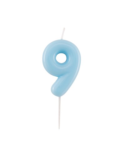 Candelina numero 9 azzurro glossy