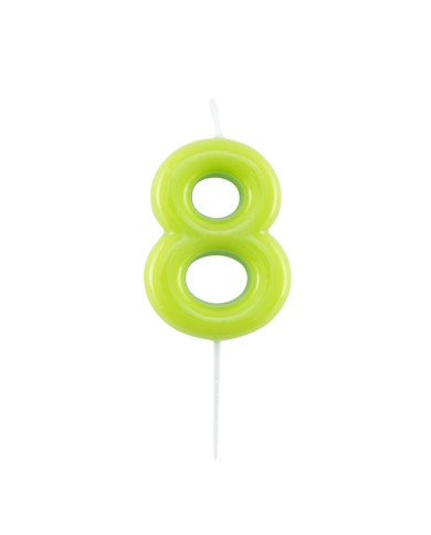 Candelina numero 8 verde lime glossy