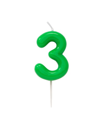 Candelina numero 3 verde glossy