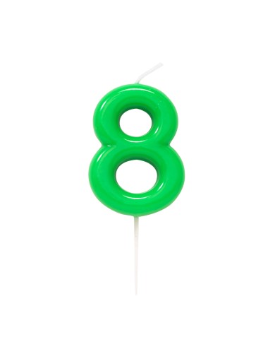 Candelina numero 8 verde glossy