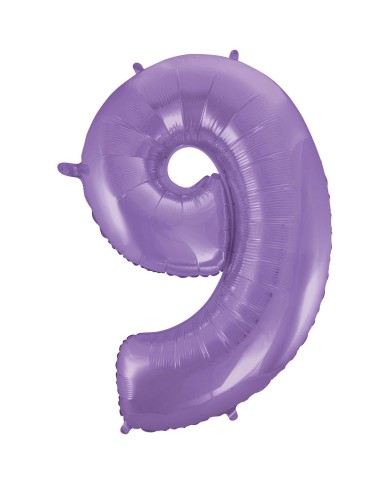 Pallone mylar numero 9 lilla satinato 1mt