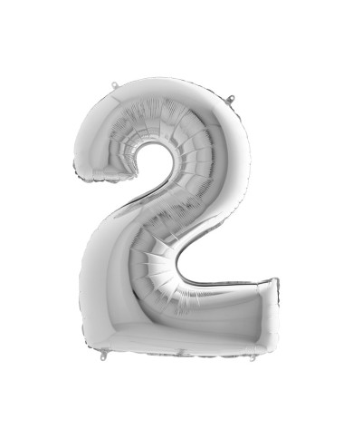 Pallone mylar numero 2 argento 1mt