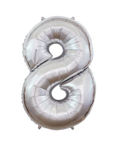 Pallone mylar numero 8 argento 1mt
