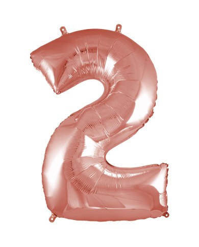 Pallone mylar numero 2 rosa gold 1mt