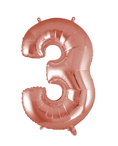 Pallone mylar numero 3 rosa gold 1mt
