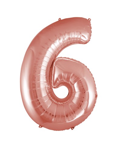 Pallone mylar numero 6 rosa gold 1mt