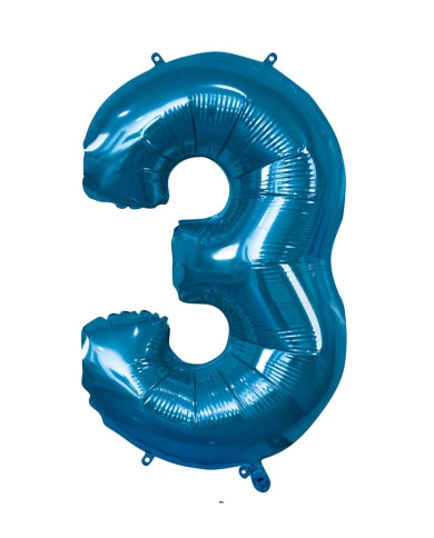Pallone mylar numero 3 blu 1mt
