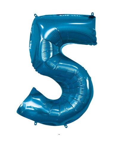 Pallone mylar numero 5 blu 1mt