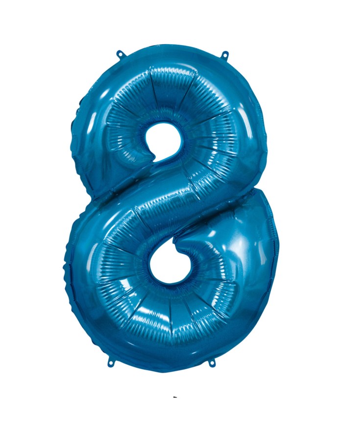 Pallone mylar numero 8 blu 1mt
