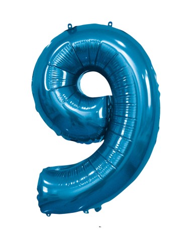 Pallone mylar numero 9 blu 1mt