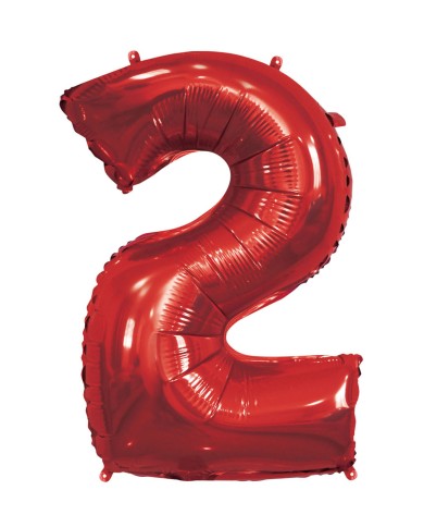 Pallone mylar numero 2 rosso 1mt