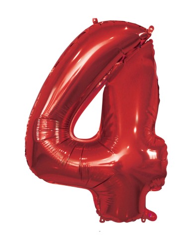 Pallone mylar numero 4 rosso 1mt