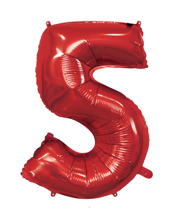 Pallone mylar numero 5 rosso 1mt
