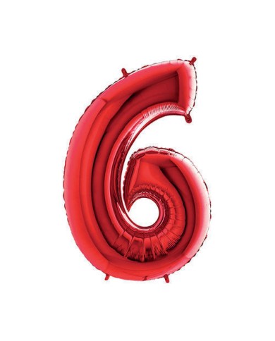 Pallone mylar numero 6 rosso 1mt