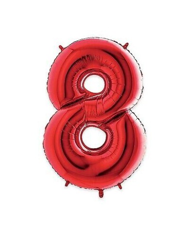 Pallone mylar numero 8 rosso 1mt