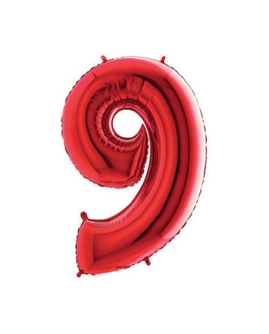 Pallone mylar numero 9 rosso 1mt