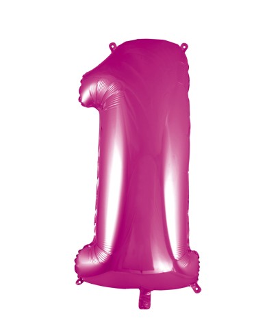 Pallone mylar numero 1 fucsia 1mt