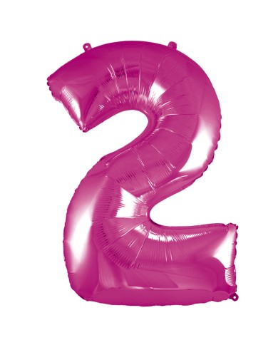 Pallone mylar numero 2 fucsia 1mt