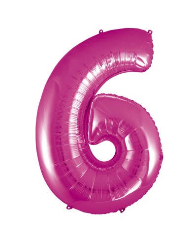 Pallone mylar numero 6 fucsia 1mt