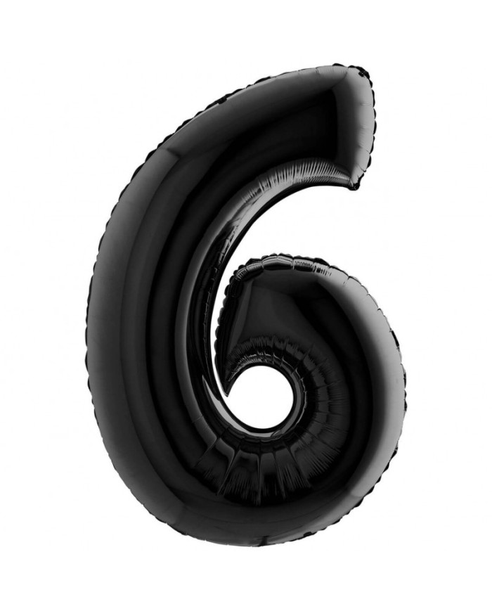 Pallone mylar numero 6 nero 1mt
