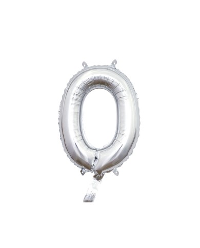 Pallone mylar numero 0 argento 35cm
