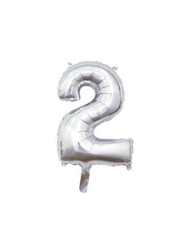 Pallone mylar numero 2 argento 35cm