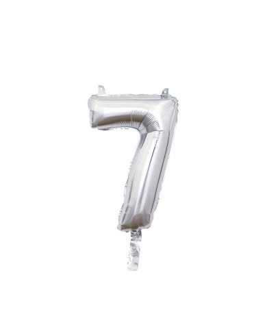 Pallone mylar numero 7argento 35cm