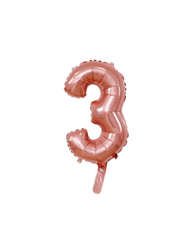 Pallone mylar numero 3 rosa gold 35cm