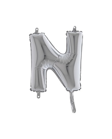 Pallone mylar lettera n argento 35cm