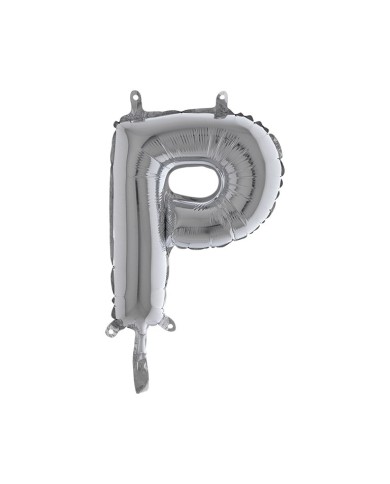 Pallone mylar lettera p argento 35cm
