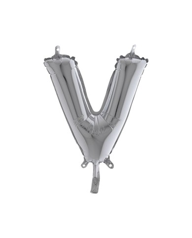 Pallone mylar lettera v argento 35cm