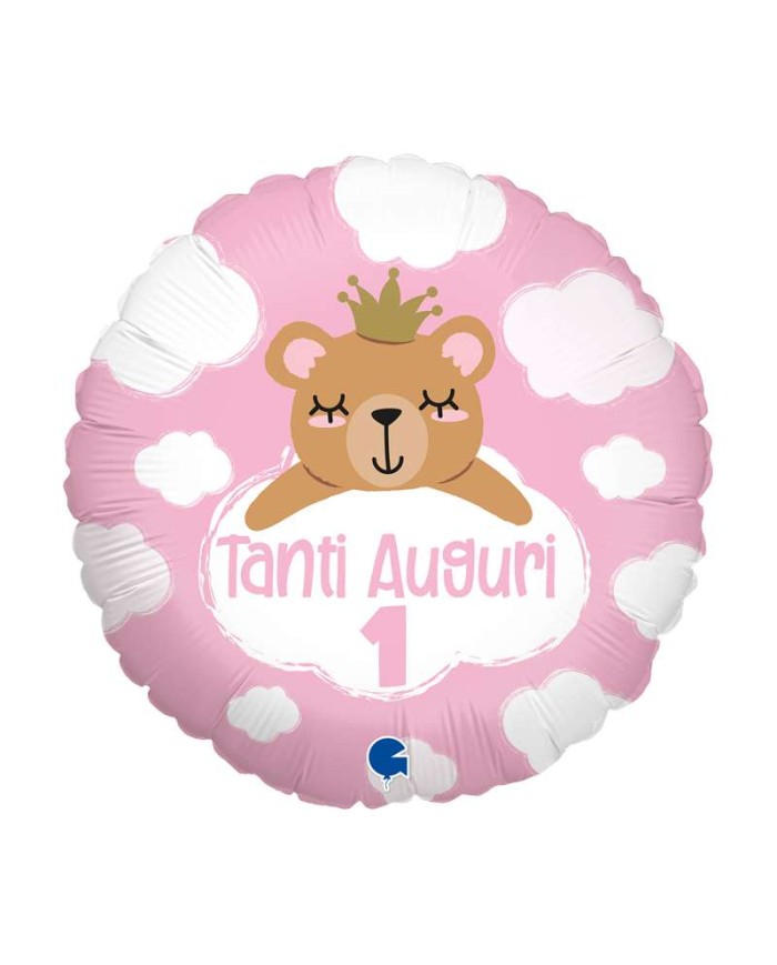 Pallone mylar 1 anno auguri orsetto 18"