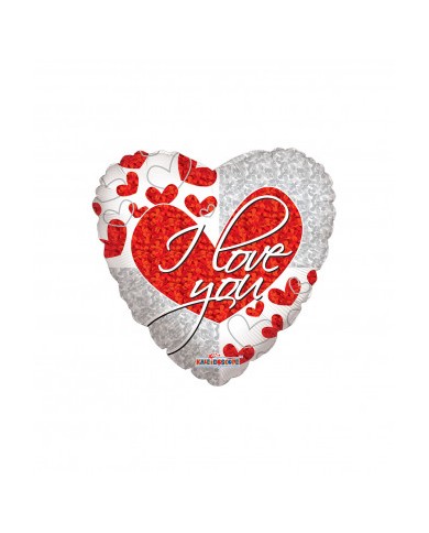Mylar I Love You Rosso ed Argento Cuore 18"