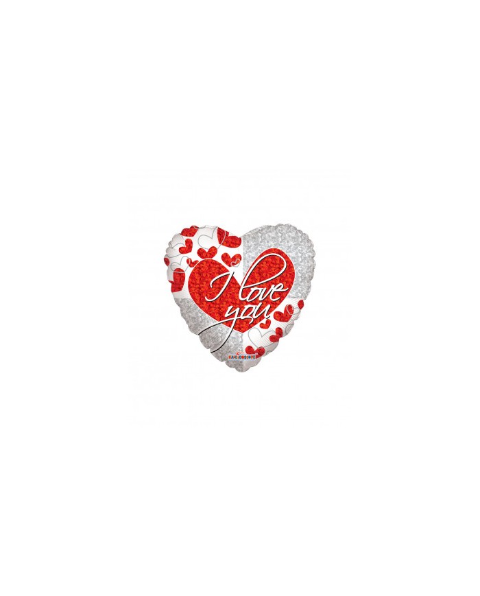 Mylar I Love You Rosso ed Argento Cuore 18"